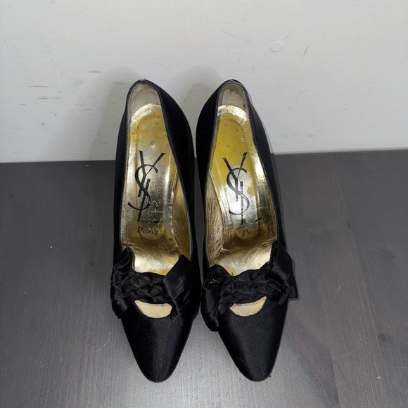 Vintage Yves Saint Laurent Bow Satin Pumps - Picture 1 of 9
